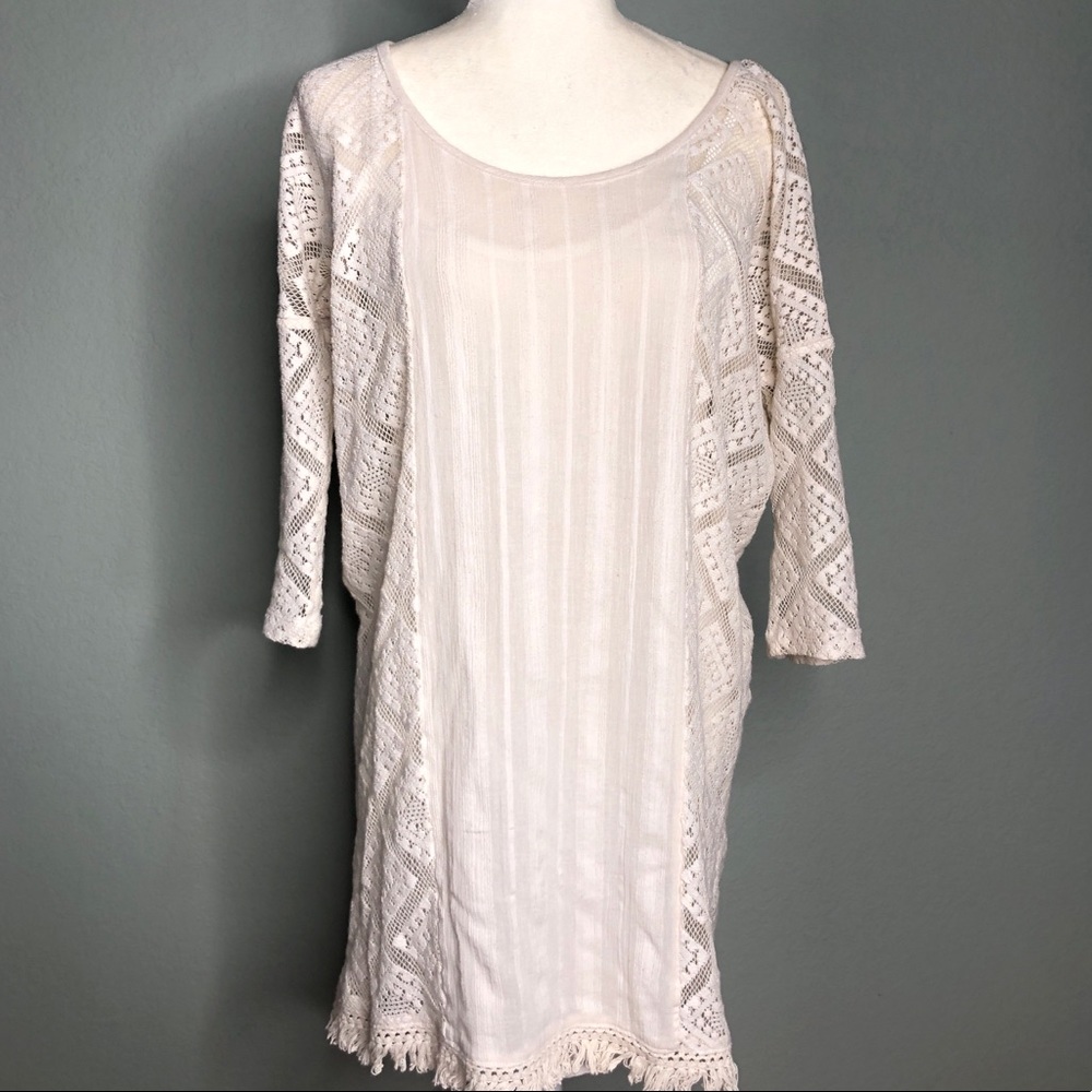 ROXY Crochet white cream shirt dress